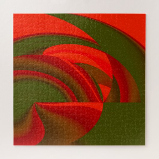 Rode en groene Cubist Abstract Legpuzzel (Horizontaal)