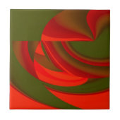 Rode en groene Cubist Abstract Tegeltje (Voorkant)