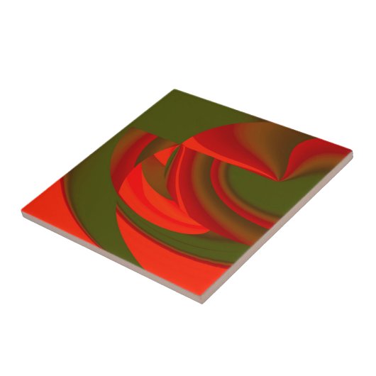 Rode en groene Cubist Abstract Tegeltje (Zijkant)