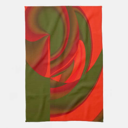 Rode en groene Cubist Abstract Theedoek (Verticaal)