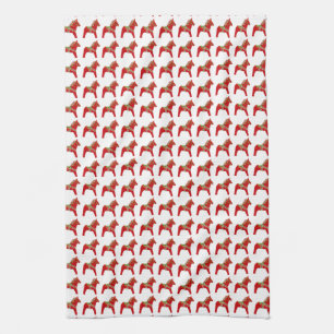 Rode en groene Dala Horse Kitchen Towels Theedoek