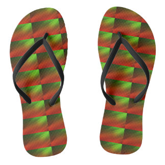 Rode en groene dames slippers teenslippers