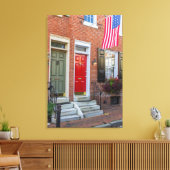 Rode en groene deur op Philadelphia Alley Canvas Afdruk (Insitu (Woonkamer))