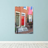 Rode en groene deur op Philadelphia Alley Canvas Afdruk (Insitu (Houten vloer))