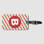 Rode en groene diagonale monogram strepen bagagelabel (Voorkant (horizontaal))