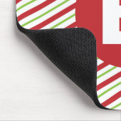 Rode en groene diagonale strepen monogram muismat (Hoek)