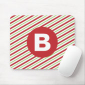 Rode en groene diagonale strepen monogram muismat (Met muis)