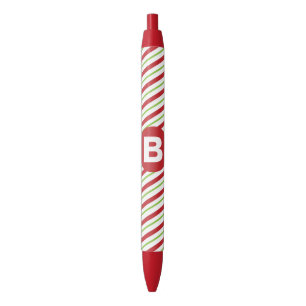 Rode en groene diagonale strepen monogram zwarte inkt pen