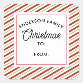 Rode en groene diagonale strepen Vakantie Vierkante Sticker