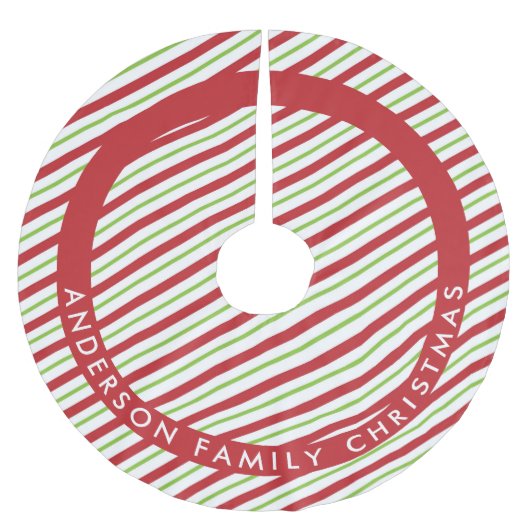 Rode en groene diagonale vakantiestrepen kerstboom rok (Voorkant)