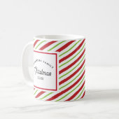 Rode en groene diagonale vakantiestrepen koffiemok (Voorkant links)