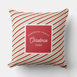 Rode en groene diagonale vakantiestrepen kussen