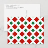 Rode en groene diamanten op witte kerst briefkaart (Voorkant / Achterkant)