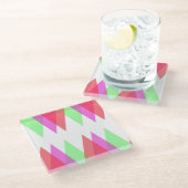 Rode en groene driehoeken glazen onderzetter (Schuin)