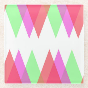 Rode en groene driehoeken glazen onderzetter