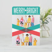 Rode en groene dubbele pijlen Kerstkaart met foto (Staand voorkant)