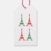 Rode en groene Eiffeltorens voor Kerstmis Cadeaulabel (Achterkant)