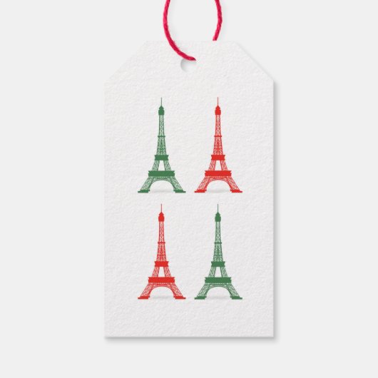 Rode en groene Eiffeltorens voor Kerstmis Cadeaulabel (Achterkant)