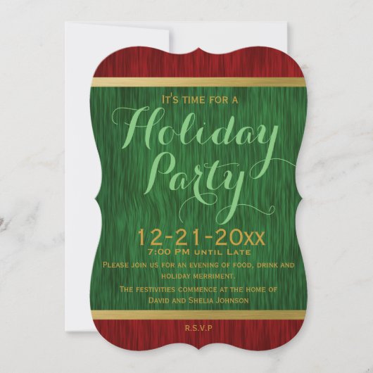Rode en groene elegante uitnodiging voor feestdage (Voorkant)