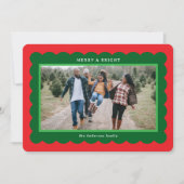 Rode en Groene Elf Stijl Eenvoudige Scallop Foto L Feestdagenkaart (Voorkant)