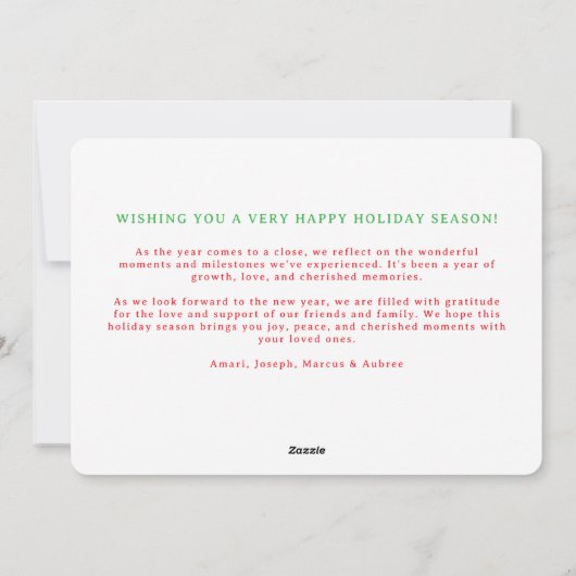 Rode en Groene Elf Stijl Eenvoudige Scallop Foto L Feestdagenkaart (Achterkant)