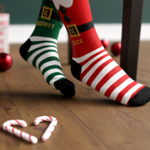 Rode en Groene Elf Stoute en Brave Kerstsokken
