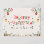 Rode en groene esthetische vrolijke kerst briefkaart (Voorkant)