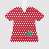 Rode en groene feestdag dress poka Dots gepersonal Ornament (achterkant)