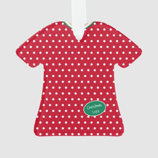 Rode en groene feestdag dress poka Dots gepersonal Ornament (achterkant)