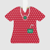 Rode en groene feestdag dress poka Dots gepersonal Ornament (voorkant)