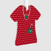 Rode en groene feestdag dress poka Dots gepersonal Ornament (voorkant)