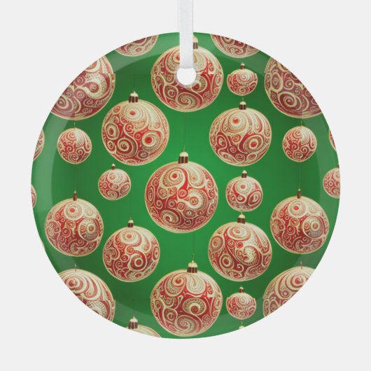 Rode en Groene Feestdagen Glas Ornament (Voorkant)