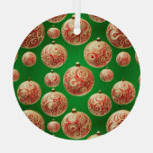 Rode en Groene Feestdagen Glas Ornament (Achterkant)