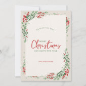 Rode en groene feestelijke bloemenkerst kaart (Voorkant)