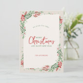 Rode en groene feestelijke bloemenkerst kaart (Staand voorkant)