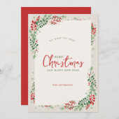 Rode en groene feestelijke bloemenkerst kaart (Voorkant / Achterkant)