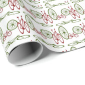 Rode en groene fietsen voor een kerstthema. cadeaupapier (Rol Hoek)
