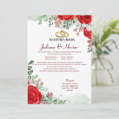 Rode en groene Floral Weddenschap Kaart (Staand voorkant)