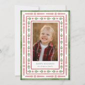 Rode en groene folk geïnspireerde Waterverf één fo Feestdagenkaart (Voorkant)