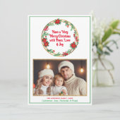 Rode en groene foto Elegant Modern Vrolijk Kerstfe Feestdagenkaart (Staand voorkant)