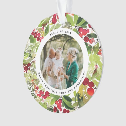 Rode en groene foto feestelijke moderne botanische ornament (voorkant)