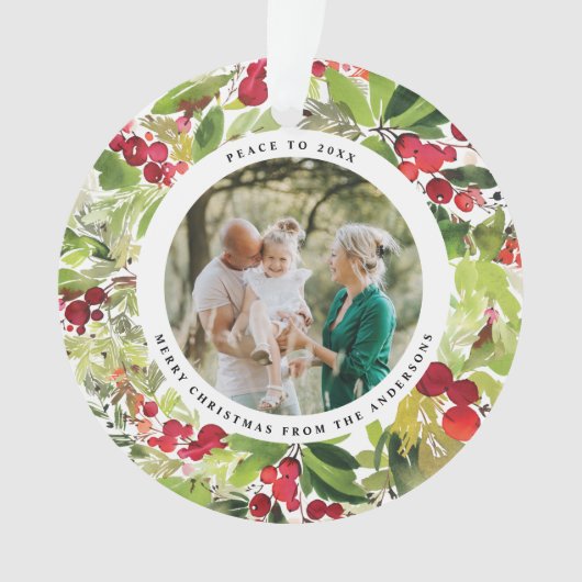 Rode en groene foto feestelijke moderne botanische ornament (voorkant)