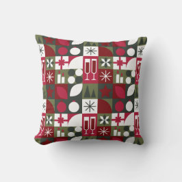 Rode en groene geometrische kerstdagen kussen