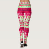 Rode en groene geruite strepen Psychedelische leli Leggings (Achterkant)
