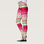 Rode en groene geruite strepen Psychedelische leli Leggings (Links)