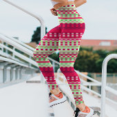 Rode en groene geruite strepen Psychedelische leli Leggings