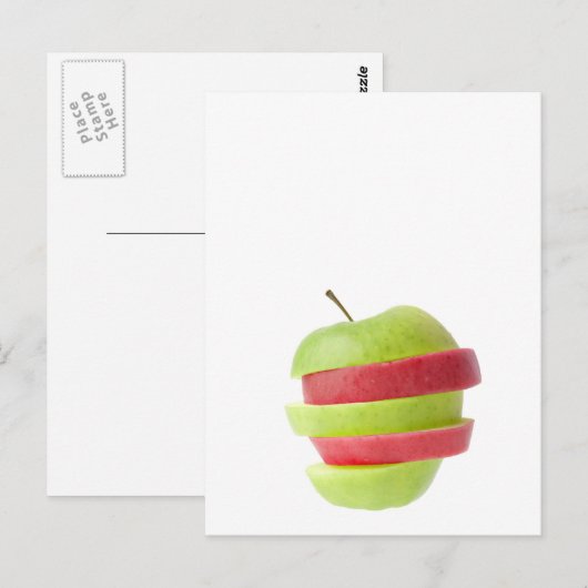 Rode en groene gesneden appel briefkaart (Voorkant / Achterkant)