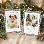 Rode en groene Gingham Kerst Foto Feestdagenkaart
