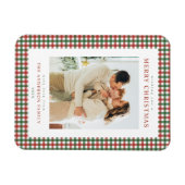 Rode en groene Gingham Kerst Foto Magneet (Horizontaal)