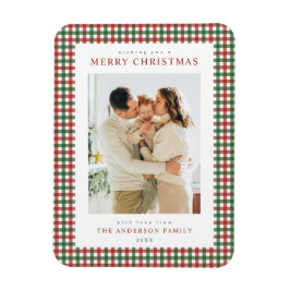 Rode en groene Gingham Kerst Foto Magneet